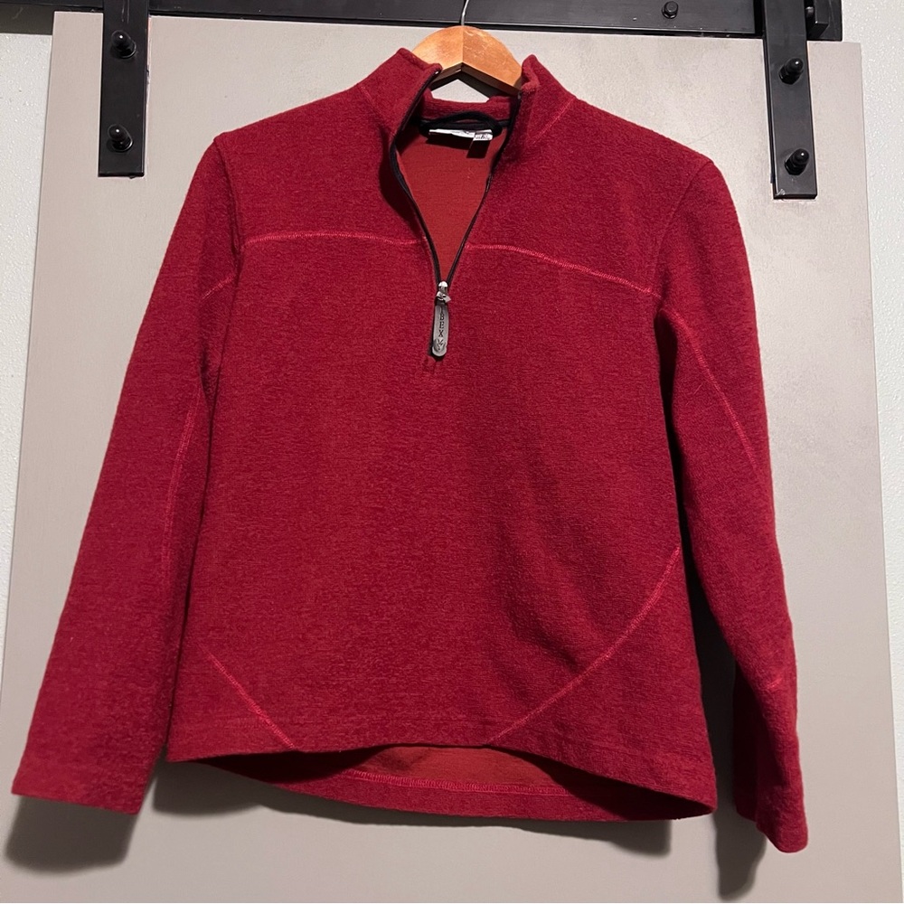 LAST CHANCE CLOSET CLOSING Ibex 100% Merino Wool Red Half-Zip Pullover Sweater